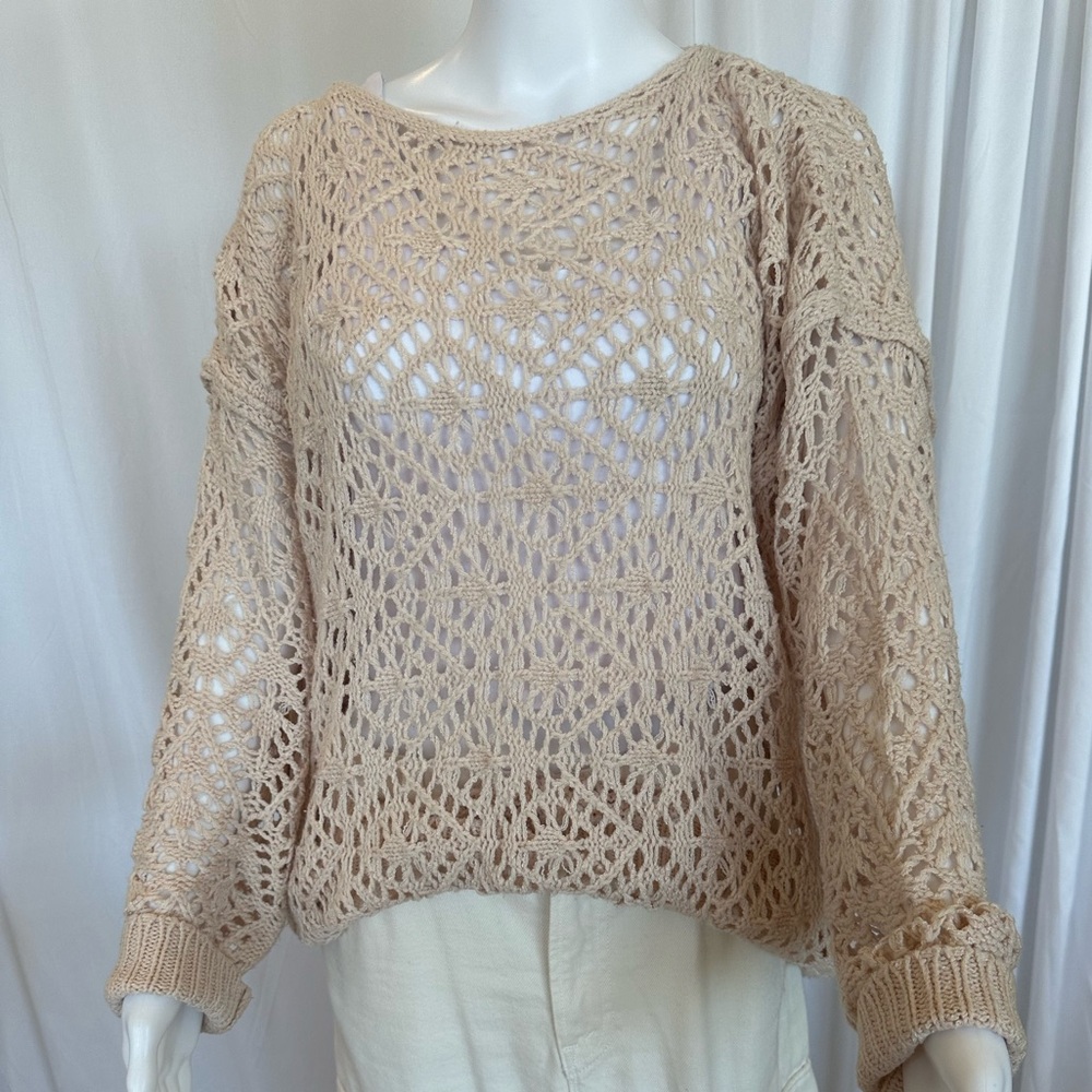 CES FEMME Women’s Open Crochet Knit Sweater - Medium